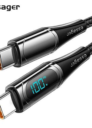 Зарядный кабель digital display essager 5a pd100w type-c/type c 1 метр(ps)