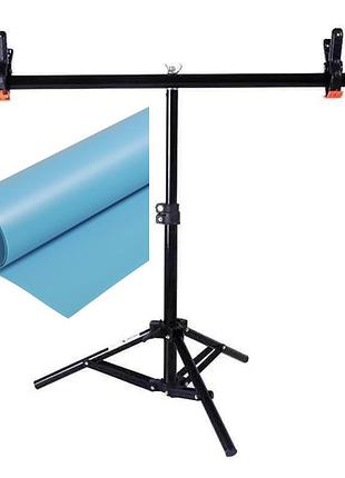 Комплект держатель фона + голубой пвх фон 68×130 см prolight(ps)