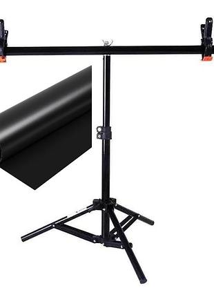 Комплект держатель фона + черный пвх фон 68×130 см prolight(ps)