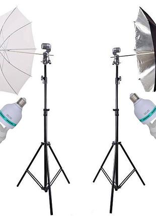 Набір студійного світла prolight 300 вт. 5500к із парасольками на відбиття й просвіт