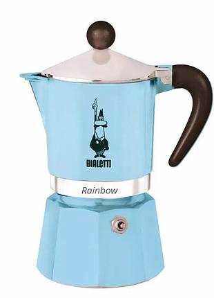 Гейзерна кавоварка bialetti rainbow light blue 130 мл. 3 чашки