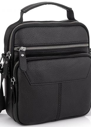 Чоловіча чорна сумка-барсетка з натуральної шкіри tiding bag m2237a