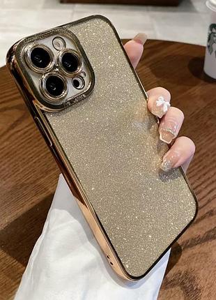 Подвійний чехол 2+1 золотий+прозорий силіконовий iphone 14pro