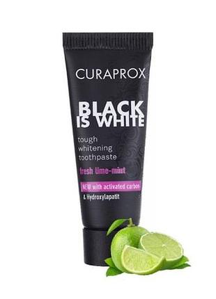 Зубная паста curaprox black is white mini (черная упаковка), 10 мл