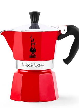 Гейзерна кавоварка bialetti moka express 60 мл. 1 чашка червона