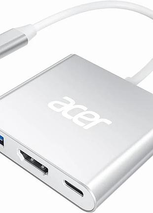 Адаптер 3в1 acer usb c – hdmi с многопортовым цифровым аудио-конвертером 100 вт pd и usba 3.0