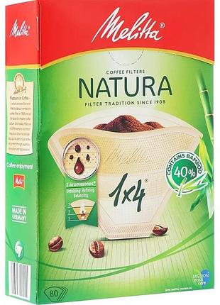 Фильтры melitta natura bamboo 1x4 80 шт. coffee filter
