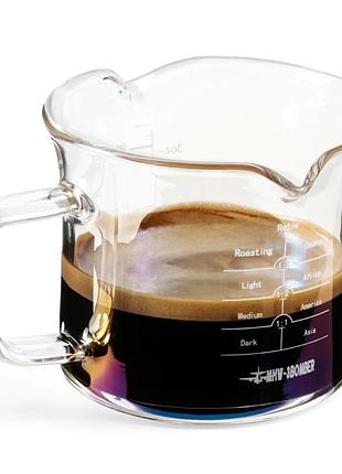 Мерник для эспрессо 120 мл. mhw-3bomber glass measuring cup double spout aurora multicolor