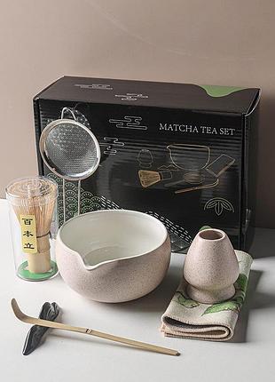 Набор matcha rose для приготовления чая матча #42 на 7 предметов с носиком