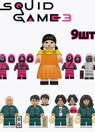 Дитячий конструктор squid game герої, набір фігурок персонажів гра в кальмара лего лялька сторожі гравці