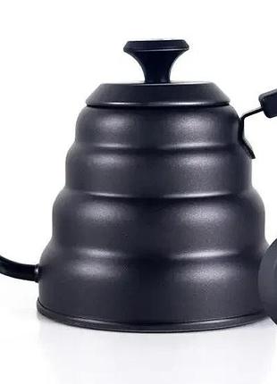 Чайник с термометром 1.2 л pour over coffee pot черный глянец