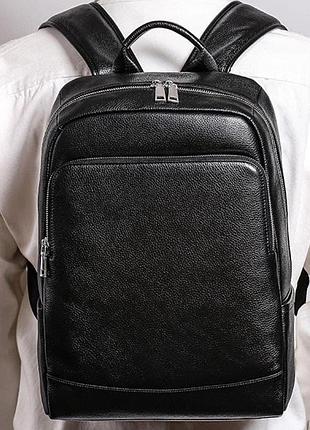 Мужской рюкзак кожаный городской для ноутбука черный tiding bag b2-884371a