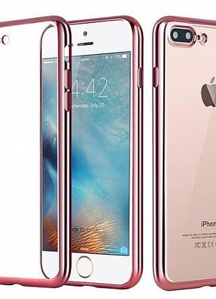 Силиконовый прозрачный чехол с окантовкой для 7+/8+ rose