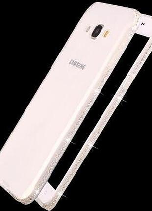 Cиликоновый прозрачный чехол с камнями сваровски для samsung galaxy j5 2016