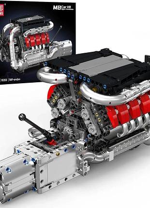 Конструктор двигателя и коробка mb v8 1169 деталей mould king mking engine 10203