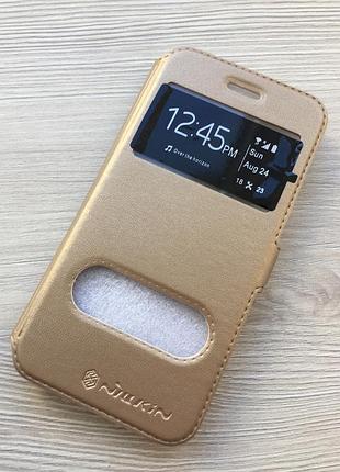 Золотой чехол книжечкой nilkin для iphone 7/8 на магните