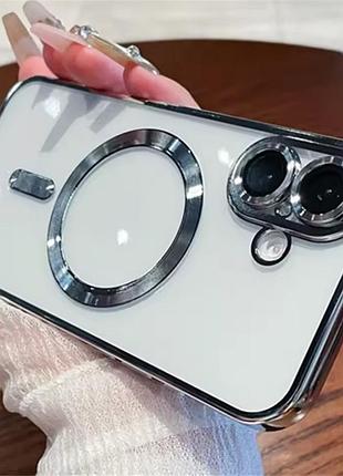 Силиконовый захисний чехол для iphone 16 срібний magsafe
