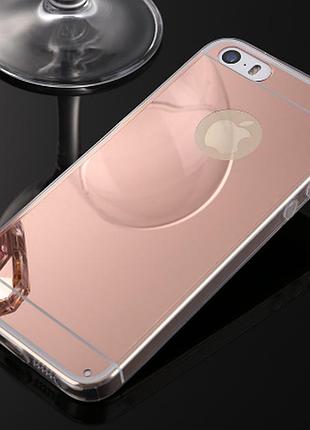 Дзеркальний рожевий силіконовий чохол iphone 5/5s