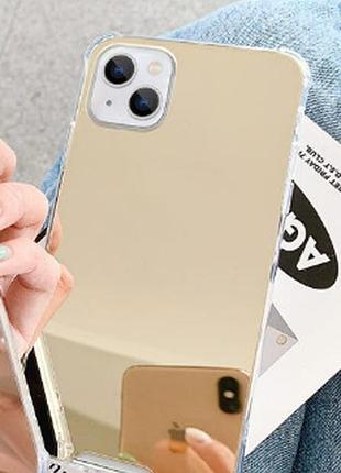 Зеркальный золотой силиконовый чехол iphone 14 6.1дюйма