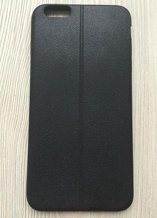 Черный силиконовый чехол под кожу со швом iphone 6+/6s+ 5.5дюйма