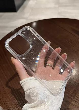 Силиконовый прозрачный чехол для iphone 12pro max с блестками