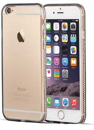 Силіконовий чохол з чорною тонуванням з камінням сваровські для iphone 6+ plus