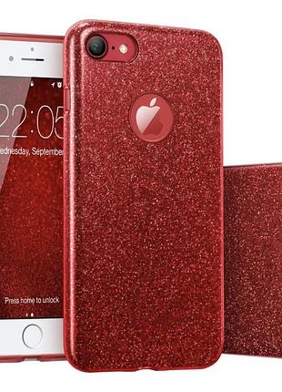 Мерцающий чехол для iphone 7/8 красный с блесточками