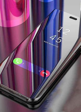 Зеркальный чехол-книжка clear view с функцией подставки для samsung galaxy a8 plus 2018 a730