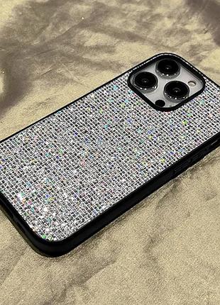 Силиконовый чехол с камнями сваровски для iphone 14pro max 6.7дюйма