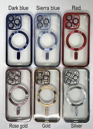 Прозроро-кольорові чехли для iphone 14 pro max magsafe