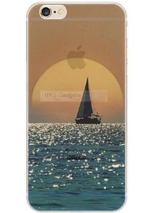 Прозорий пластиковий чохол "море і кораблик" iphone 6/6s в 3d