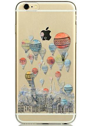 Прозорий силіконовий чохол з парашутами для iphone 6/6s