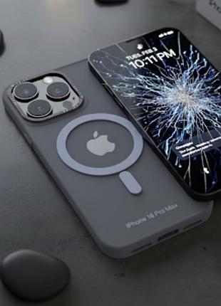 Матовый серый защитный чехол для iphone 15pro magsafe