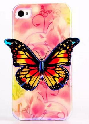 Силіконовий чохол фіолетова метелик для iphone 4/4s