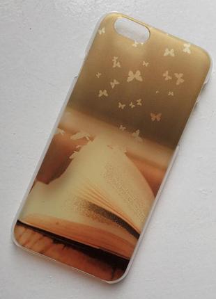 Прозорий пластиковий чохол "книга з метеликами" iphone 6/6s в 3d