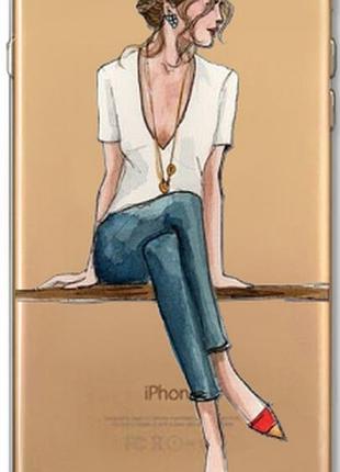 Прозорий силіконовий чохол дівчина-модниця відпочиває для iphone 6/6s