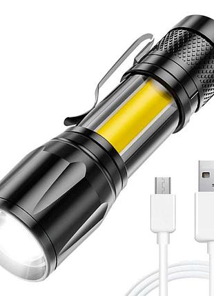 Фонарь с аккумулятором zoom torch outdoor camping lamp led lantern usb charging tactical flash