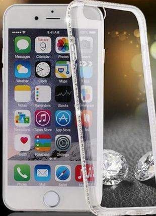 Прозорий силіконовий чохол з камінням сваровські для iphone 5s 5