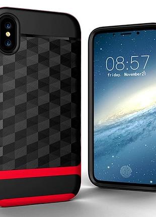 Комбинированный противоударный чехол-бампер для iphone x красный