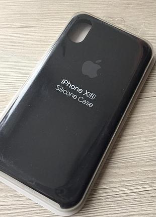 Чорний silicone case для iphone хr в упаковці силікон+мікрофібра