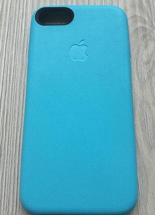 Оригинальный голубой чехол apple iphone 7/8 под кожу в упаковке