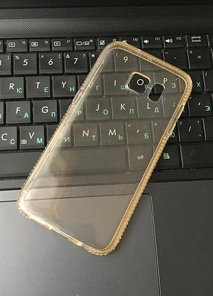 Силіконовий золотий чохол з камінням сваровські для samsung s7