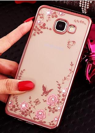 Силиконовый чехол-накладка с камушками сваровски для samsung galaxy j7 2017 j720 (us version)