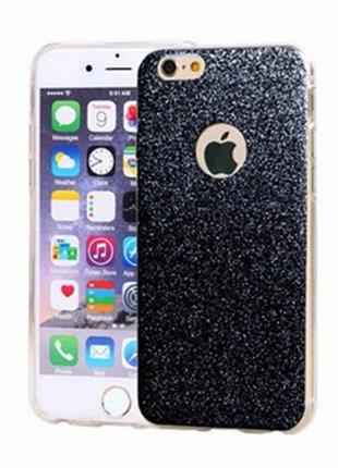 Силиконовый переливающийся черный чехол для iphone 6/6s
