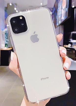 Прозорий силіконовий чохол з камінням сваровські для iphone 12/12pro 6.1 дюйма