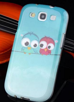 Силіконовий чохол з 2совами для samsung galaxy s3 і s3 duos