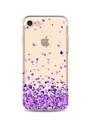Силиконовый чехол с сиреневыми сердцами для iphone 7/8