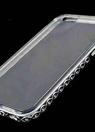 Силиконовый чехол + бампер unique case diamond iphone 6/6s 2in1 серебро