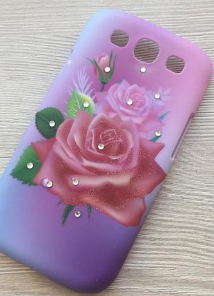 Пластиковый чехол с цветами и камушками №1 samsung s3 i9300
