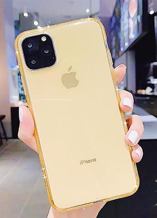 Силиконовый золотой чехол с камнями сваровски для iphone 12pro max 6.7дюйма